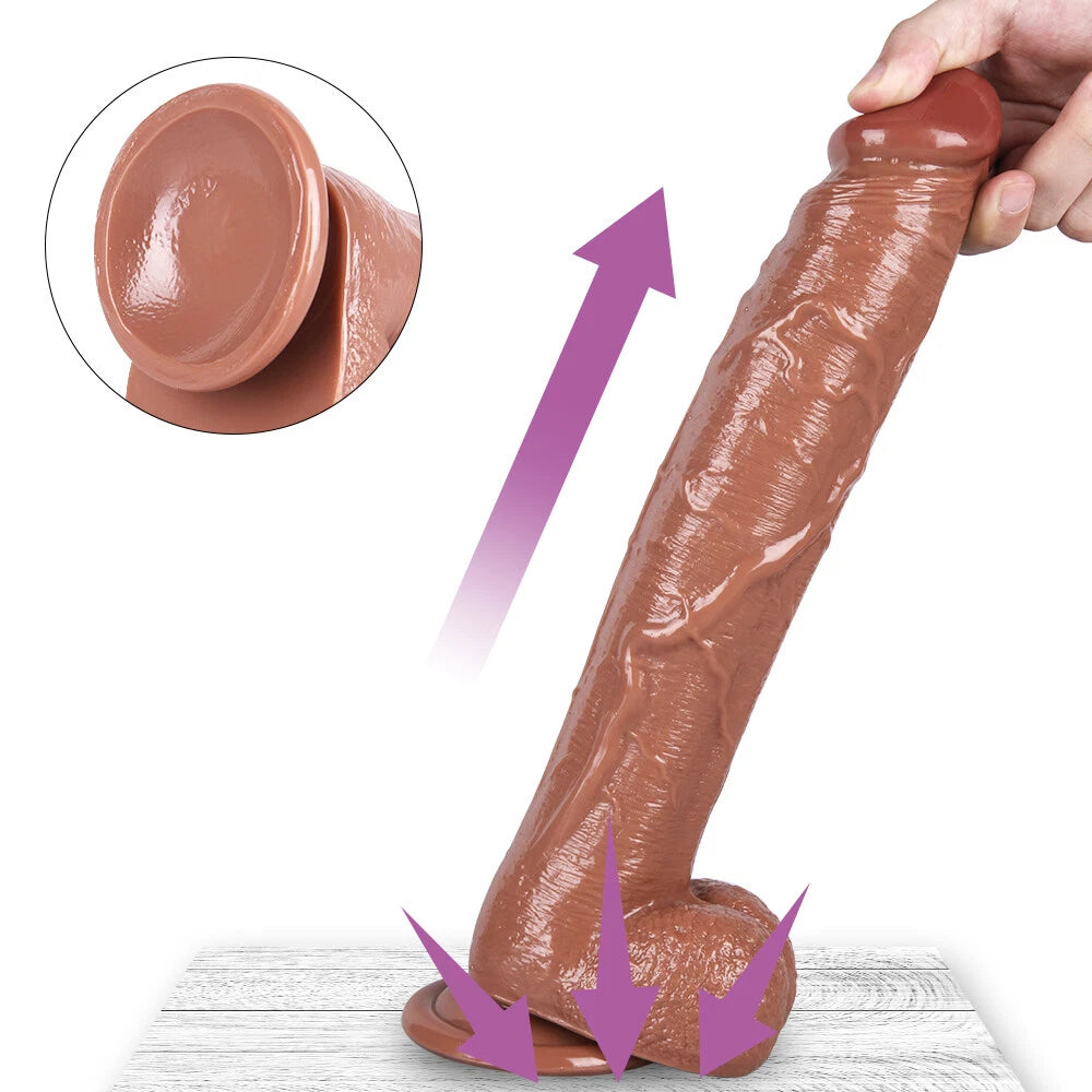 12" Huge Dildo Suction Cup Thick Veiny Dong Large Realistic Giant Cock With Ball Sex Toys For |Men Women Couples