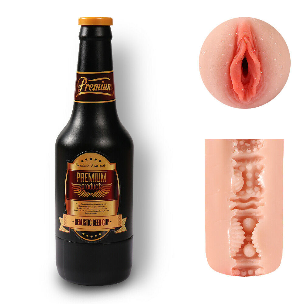 Beer Bottle Shape Vibrating Masturbation Cup Penis Flesh Light Sleeve Masturbator Sex Toys for Men