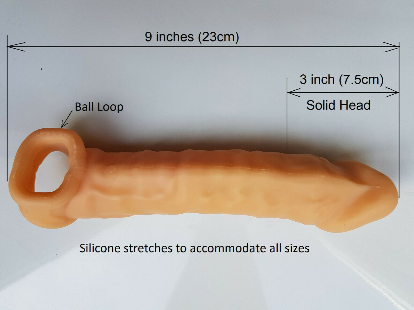 9" BIG GUN Reusable Penis Sleeve Extender Enlarger Condom Ball Loop Sex Toys for Men Couples LGBTQ Gay