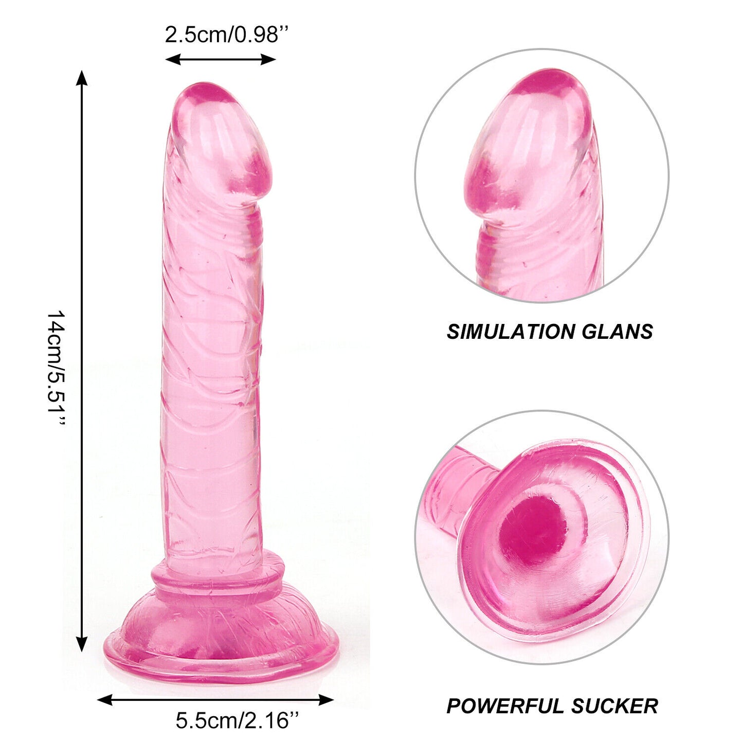 5.51" Realistic Dildo Suction Cup Thick Dong Anal Butt Ass Plug Sex Toys For Men Women Couples
