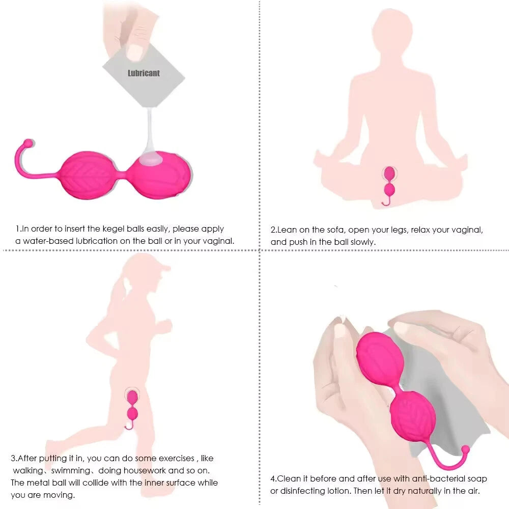 Ben Wa Kegel Balls Pelvic Exerciser Silicone Vaginal Muscle Tightening Exerciser Sex Toys for Women Couples