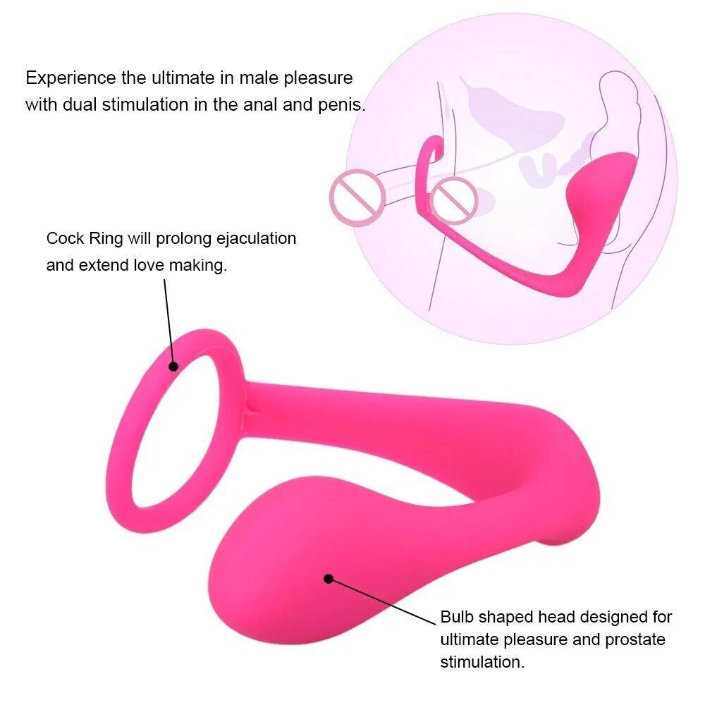 Penis Cock Ring & Anal Butt Plug Prostate Massager Sex Toys for Men Women Couples LGBTQ Gay