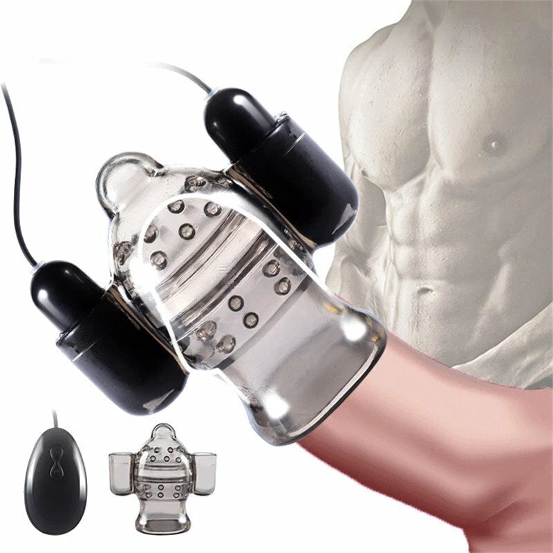 Reusable&nbsp;Penis Sleeve Massager Double Bullets Extender Condom Sex Toys for Men Couples LGBTQ