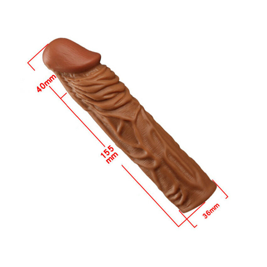 Reusable Penis Sleeve 2" Extra Extender Enlarger Condom Ejaculation Aid Sex Toys for Men Couples