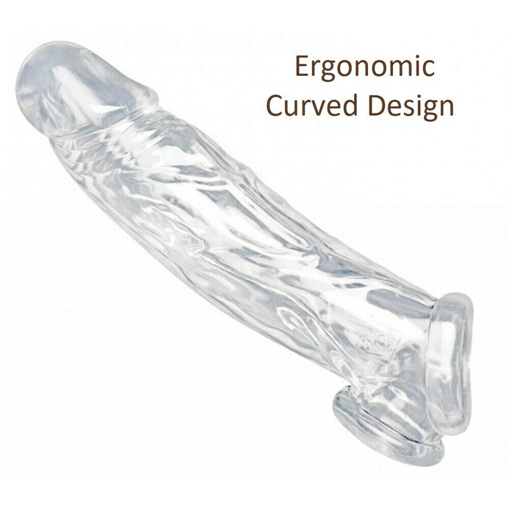 Reusable Penis Sleeve Extra 5.5cm Extender Enlarger Condom Ball Loop Ejaculation Aid Sex Toys for Men Couples