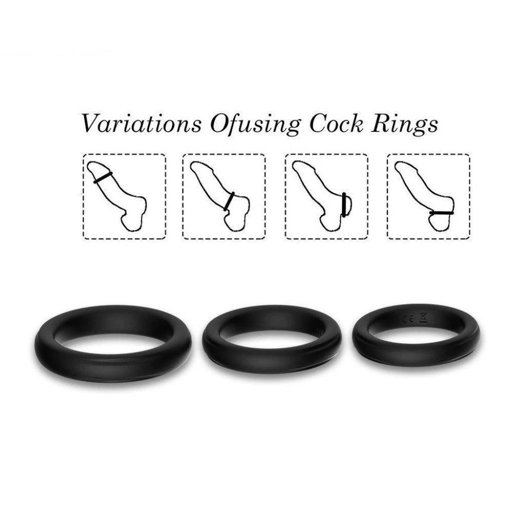 3pcs Penis Cock Ring Enlarger Sleeve Erection Enhancer Delay Ejaculation Male Sex Toys for Men Couples