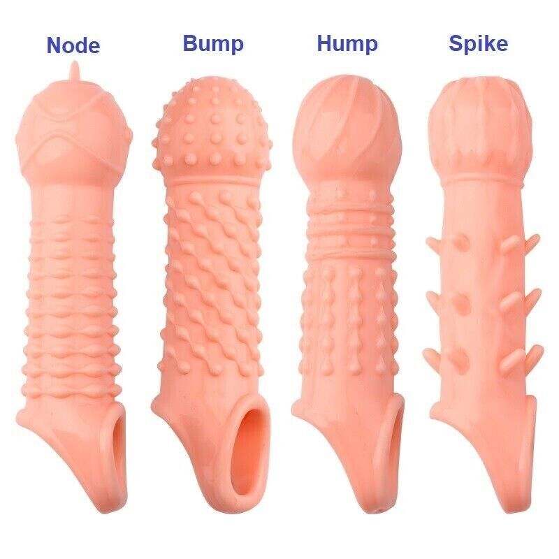 Reusable Condom Penis Sleeve Extender Enlarger Ball Loop Girth Sheath Sex Toys for Men Couples