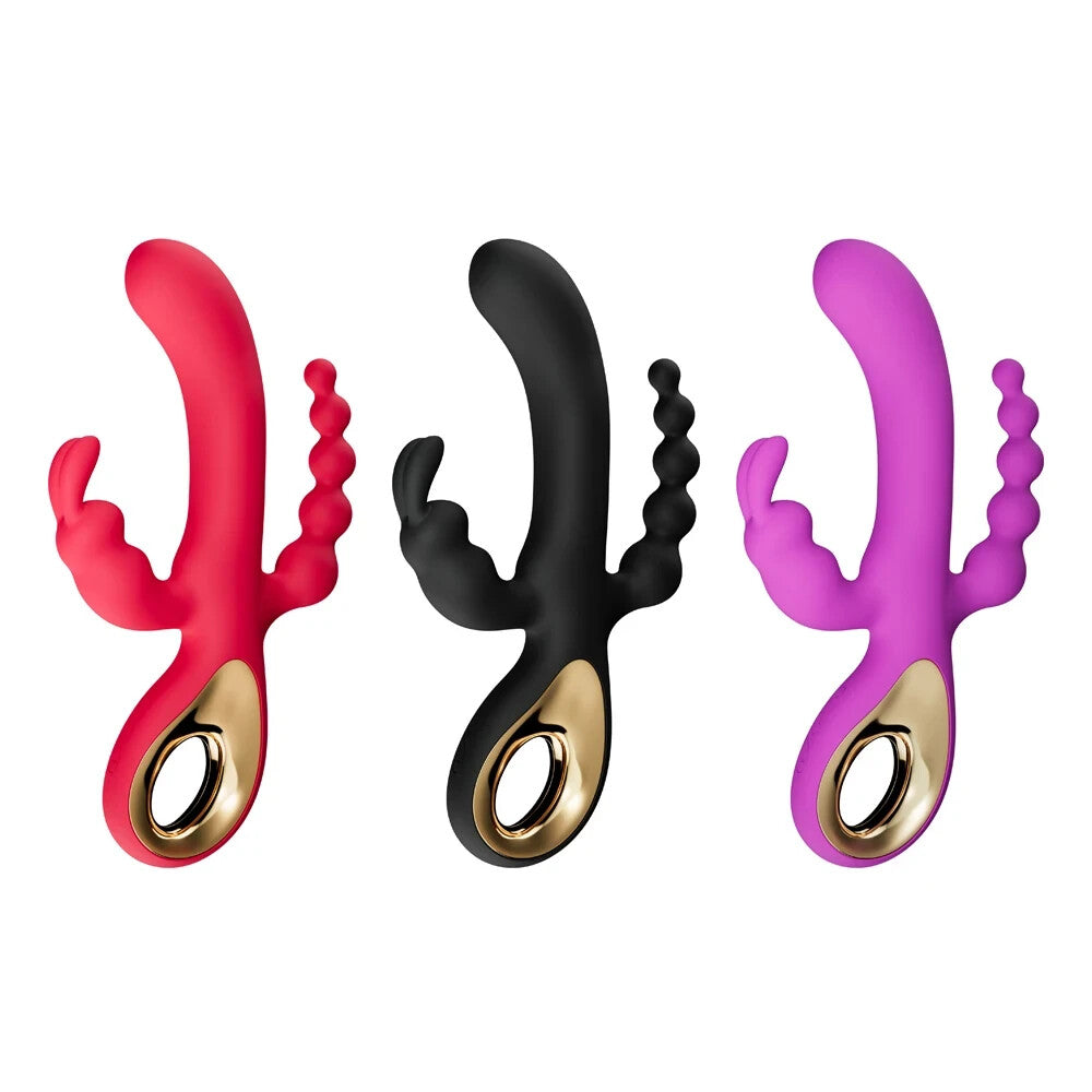 USB Rechargeable 3 in 1 Vibrator Dildo Anal Butt Plug Clitoral G-Spot Stimulator Adults Sex Toys for Women Couples