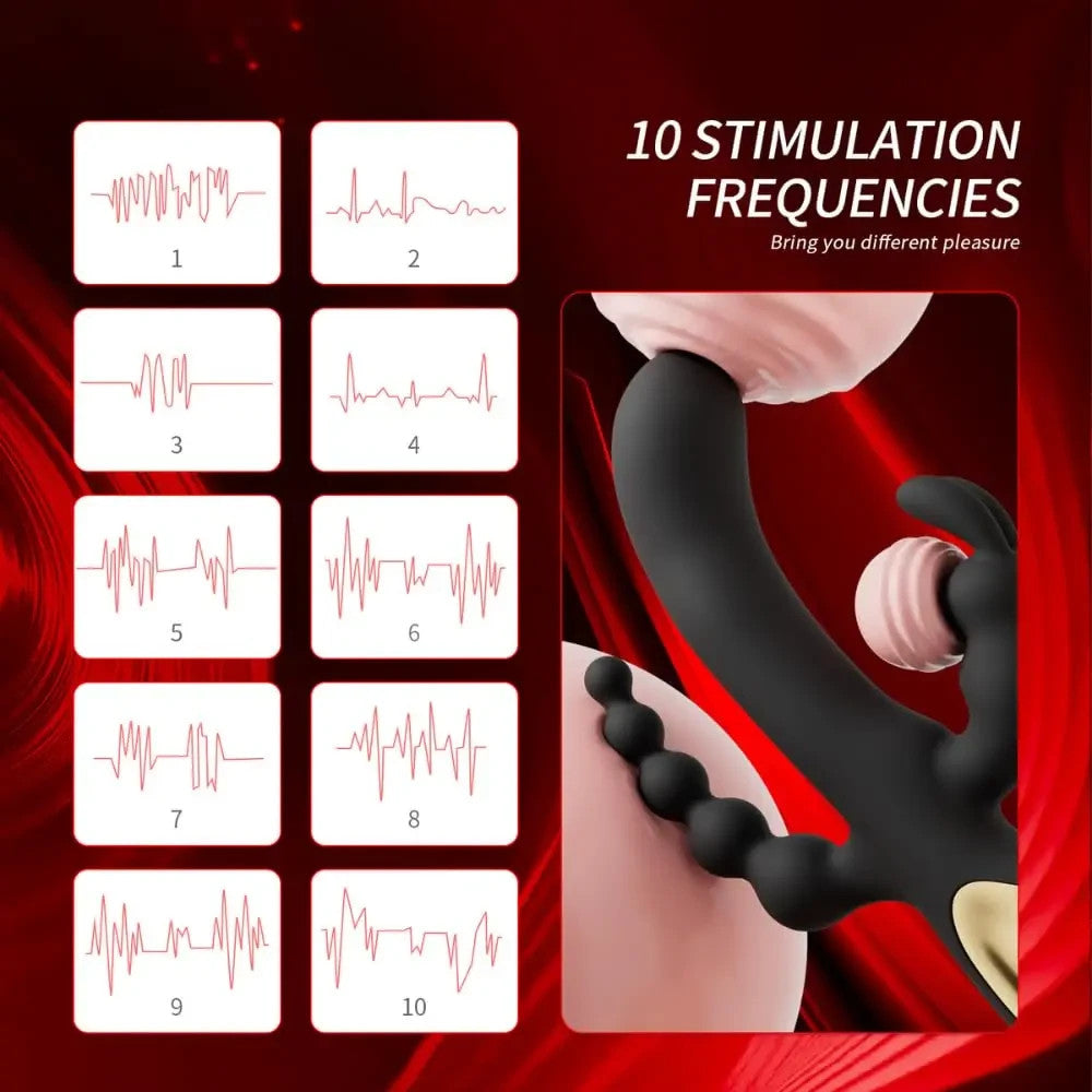 USB Rechargeable 3 in 1 Vibrator Dildo Anal Butt Plug Clitoral G-Spot Stimulator Adults Sex Toys for Women Couples