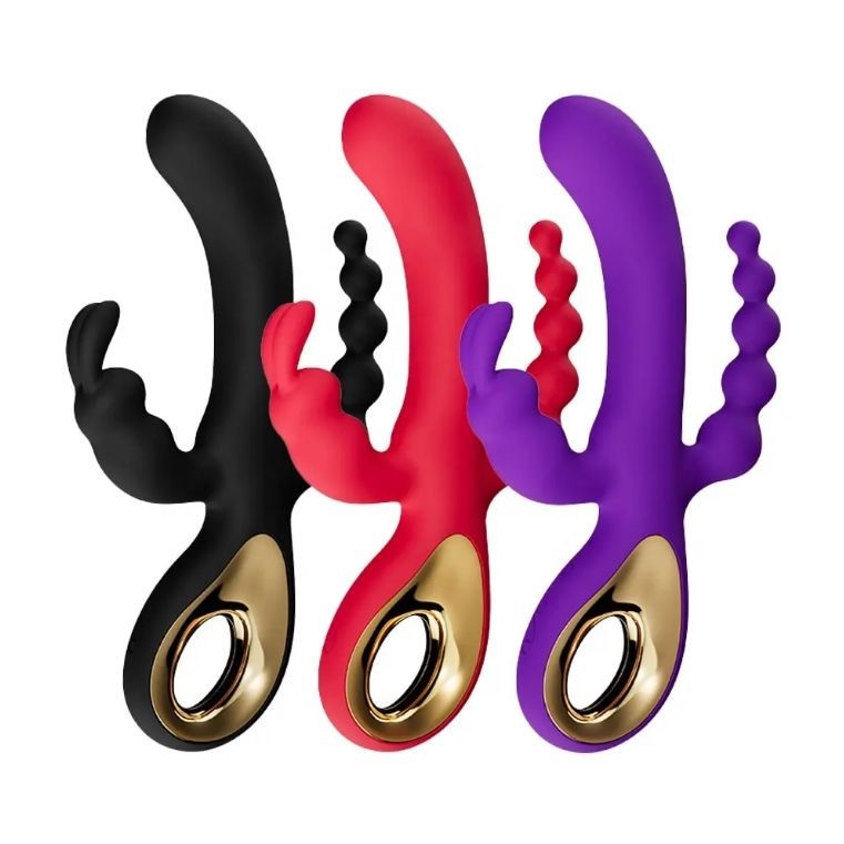 USB Rechargeable 3 in 1 Vibrator Dildo Anal Butt Plug Clitoral G-Spot Stimulator Adults Sex Toys for Women Couples