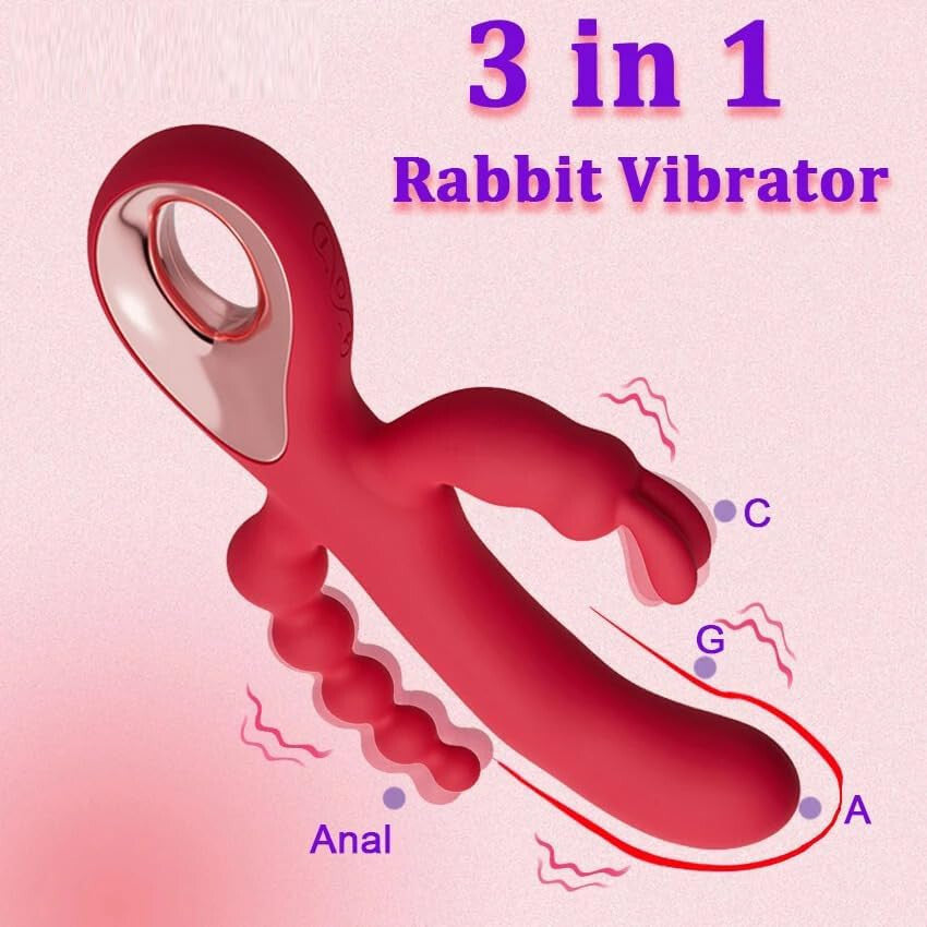 USB Rechargeable 3 in 1 Vibrator Dildo Anal Butt Plug Clitoral G-Spot Stimulator Adults Sex Toys for Women Couples