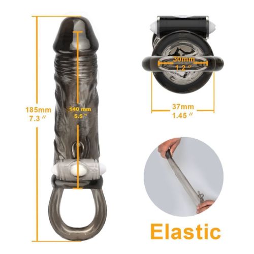 Reusable Vibrating Penis Sleeve Extender Enlarger Extra 30mm Condom Ball Loop Ejaculation Aid Sex Toys for Men Couples
