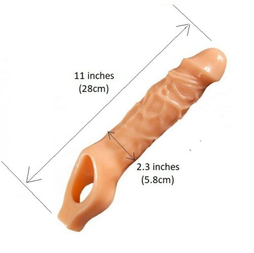 11" Mega Mighty Reusable Penis Sleeve Condom Extender Enlarger  Sex Toys for Men Couples