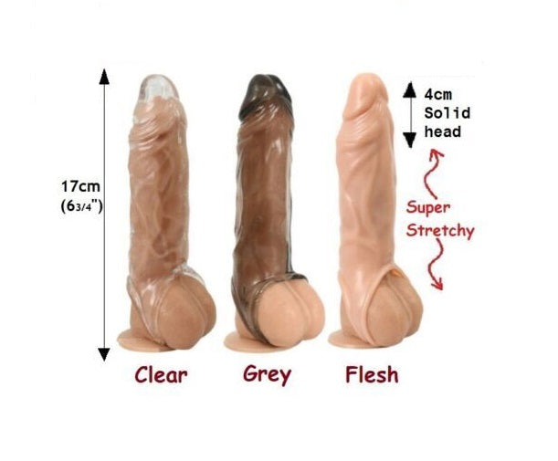 Reusable Condom Penis Sleeve Extender Enlarger Ball Loop 4cm Extra Girth Sheath Sex Toys for Men Couples