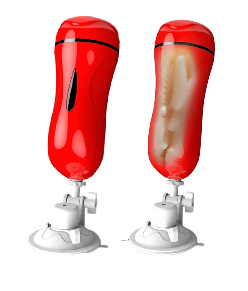 Mouth Shape Male Vibrating Masturbation Cup Hands-Free Suction Cup Flesh Light Stroker Sex Toys for Men