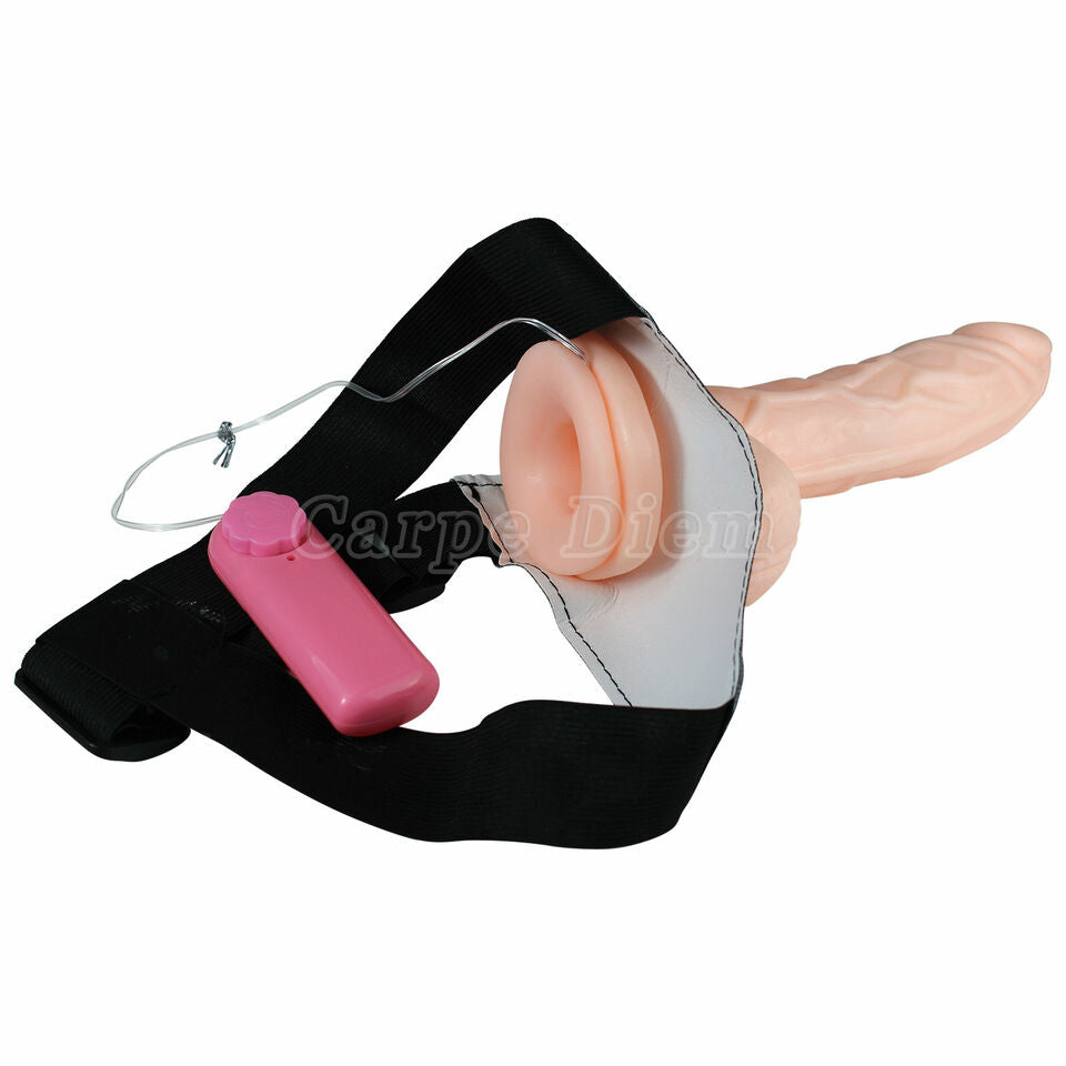 Vibrating Hollow Strap On Dildo & Harness G-Spot Anal Butt Plug Sex Toys for Men Women Couples Gay Lesbian