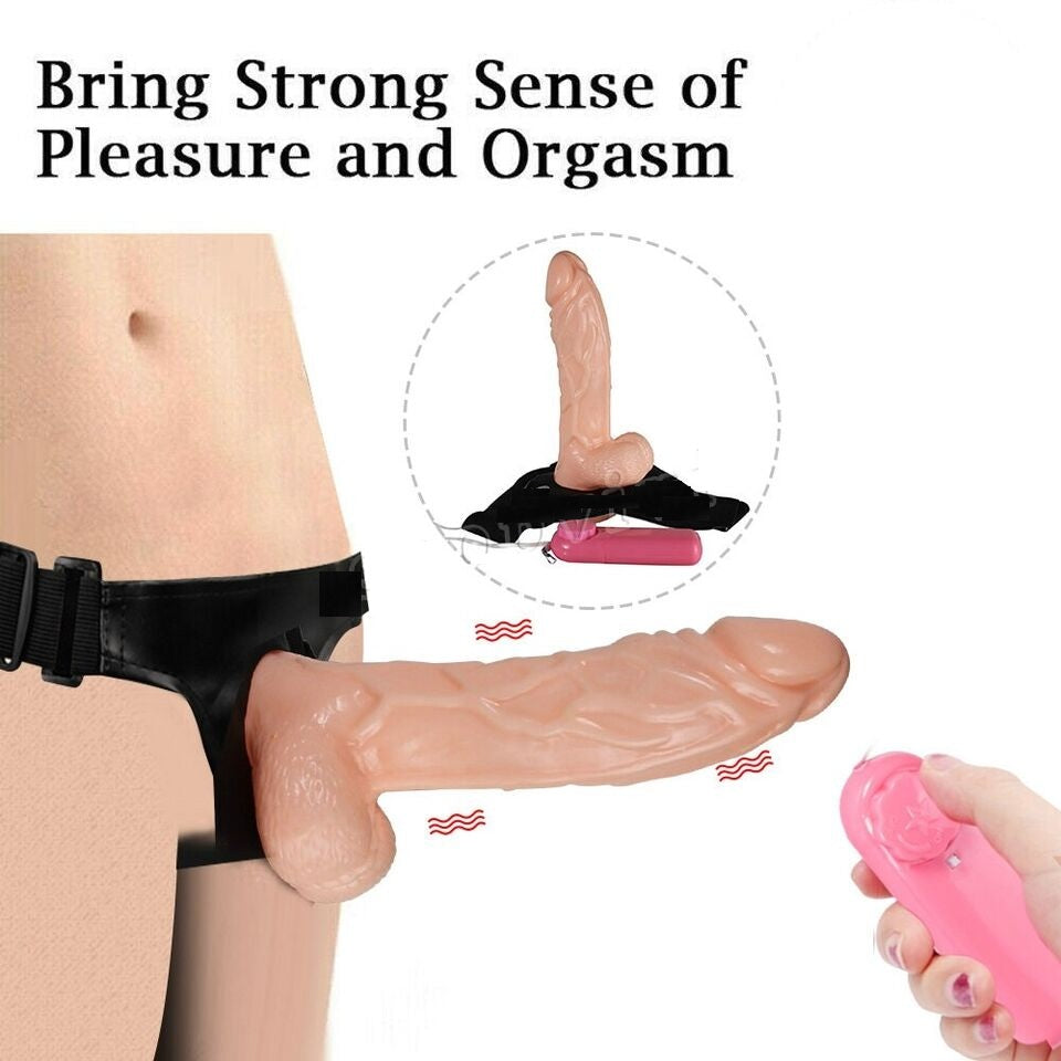 Vibrating Hollow Strap On Dildo & Harness G-Spot Anal Butt Plug Sex Toys for Men Women Couples Gay Lesbian